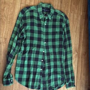 Ralph Lauren Green and Black Plaid Casual Shirt